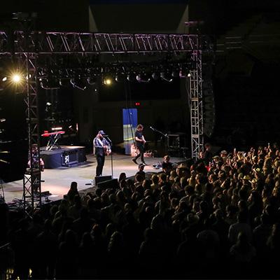 the crowed and stage at the spring concert